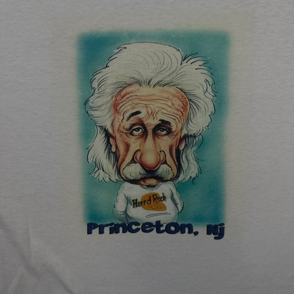 Hard Rock Cafe T-Shirt Medium White Einstein Princeton NJ Vintage Hanes 50/50 - Picture 7 of 8
